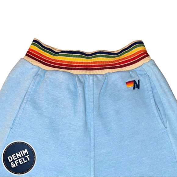 Aviator Nation Women’s Sky Blue Rainbow Rib Sweatpant/Joggers w/ Pockets| EUC🩵🌈 - Picture 11 of 15